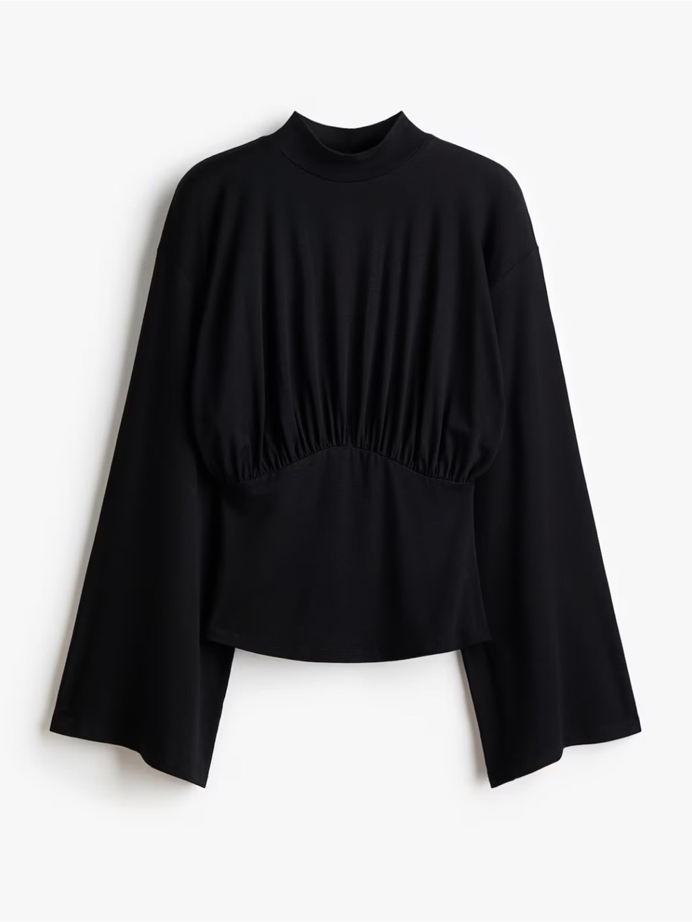 DRAPED JERSEY TOP - BLACK